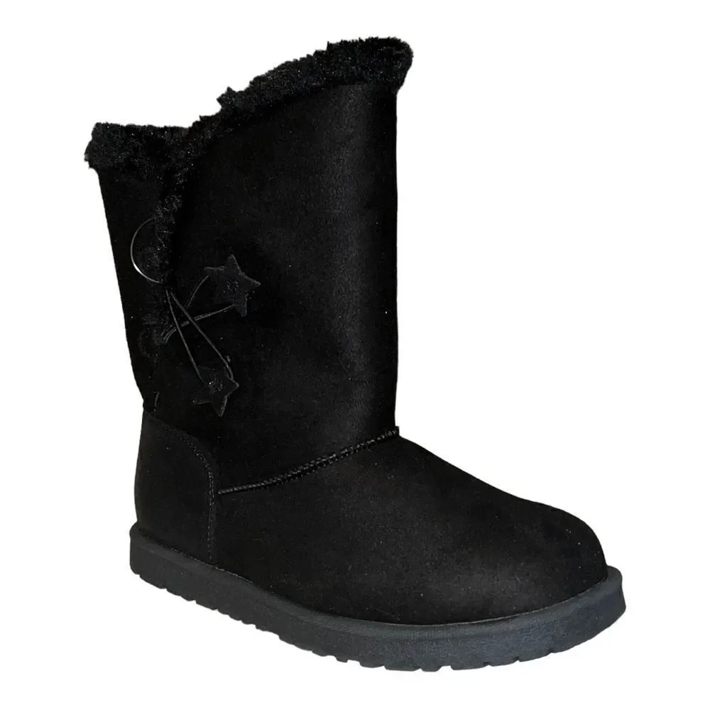 SO Elenaa Star Girls Faux-Fur Winter Boots Faux Suede Size 2 New